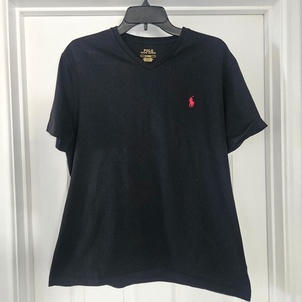 Polo by Ralph Lauren Men's Navy T-Shirt with Red Logo